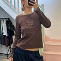 Brown printed long sleeve top