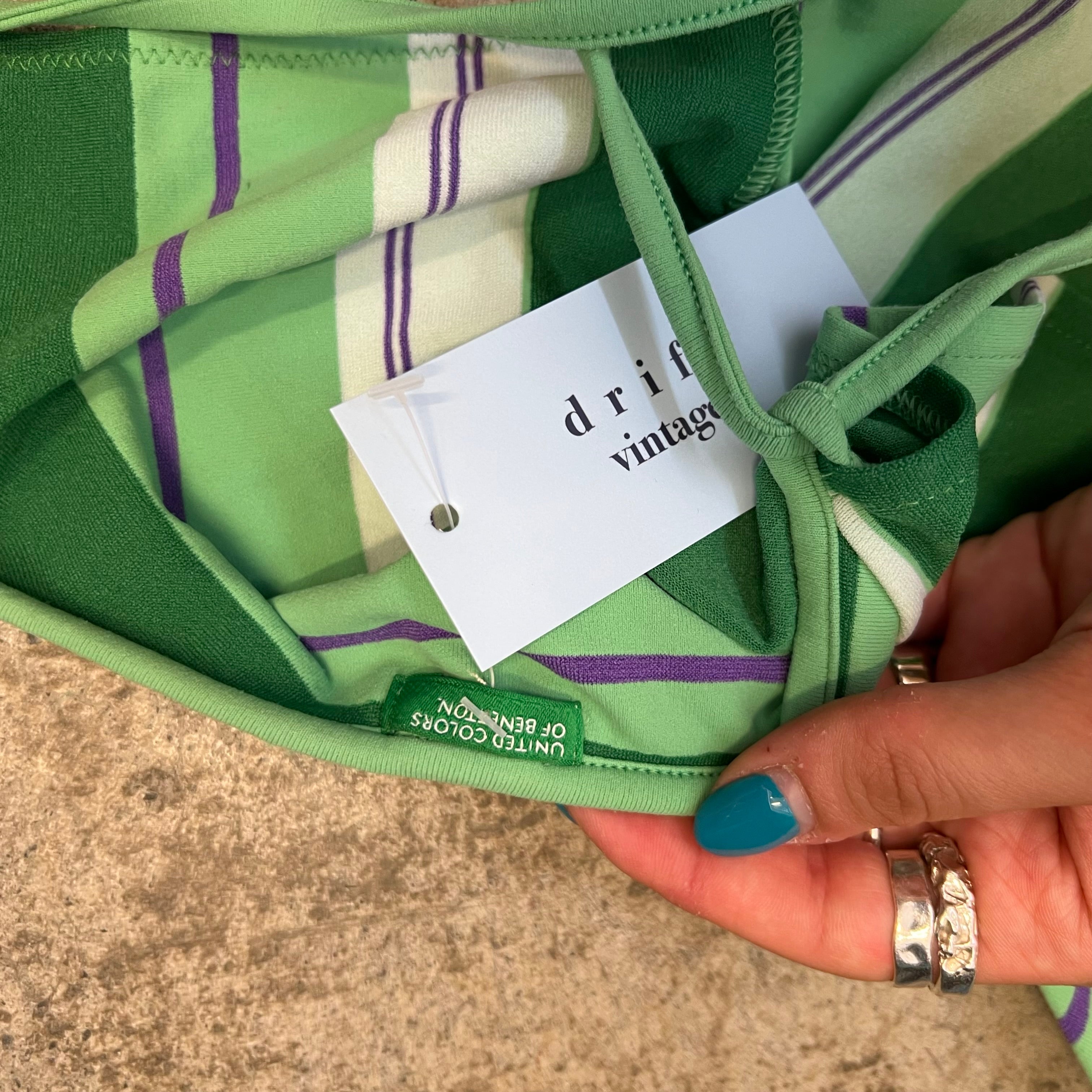 Benetton green stripe backless halter vest