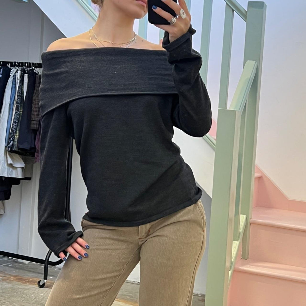 Esprit grey off shoulder sweater