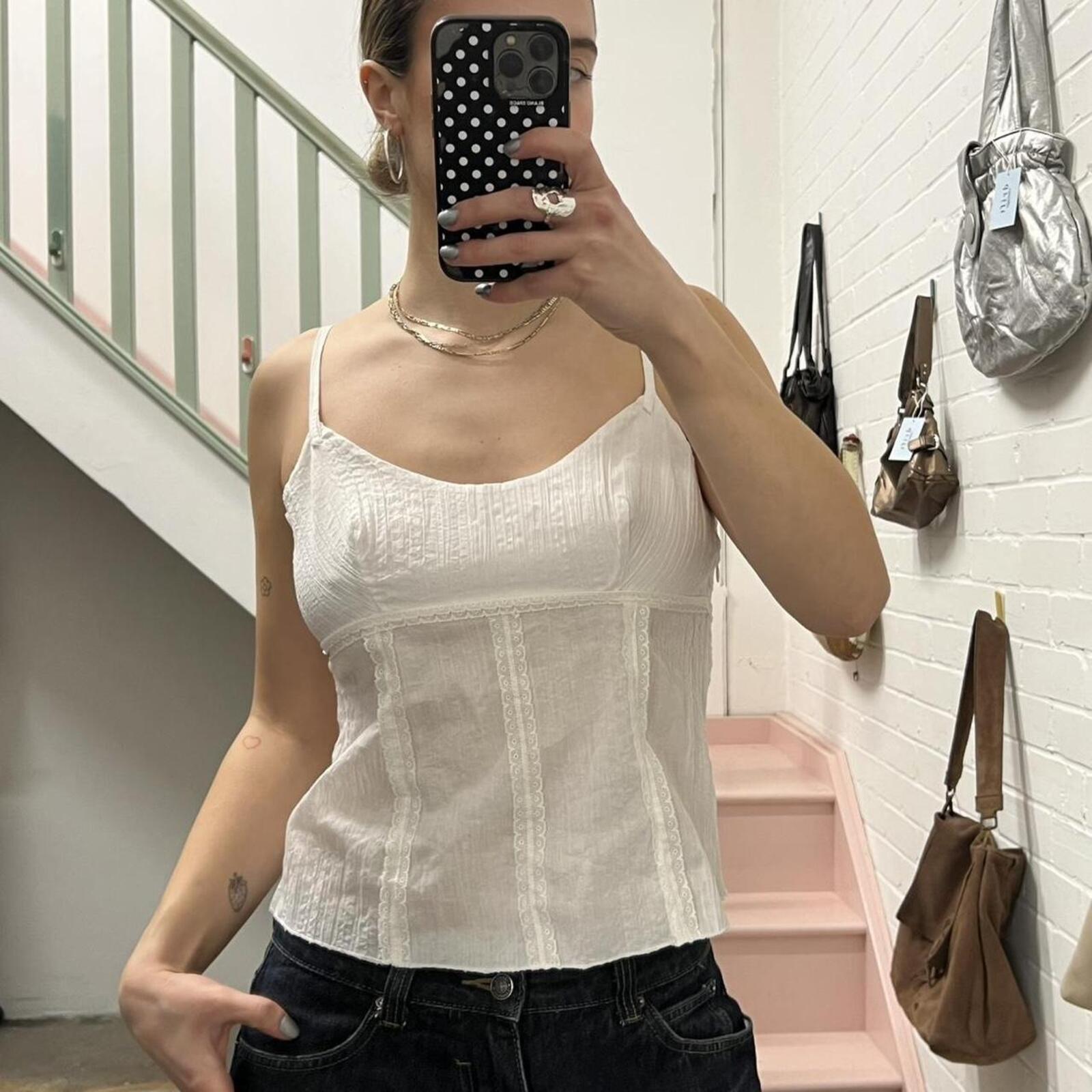 white vintage dainty cami