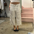 White low rise  wide leg cargo capris