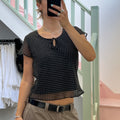 Black and white polka dot floaty top