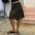 Brown fold waist midi skirt