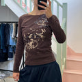 Brown graphic print top