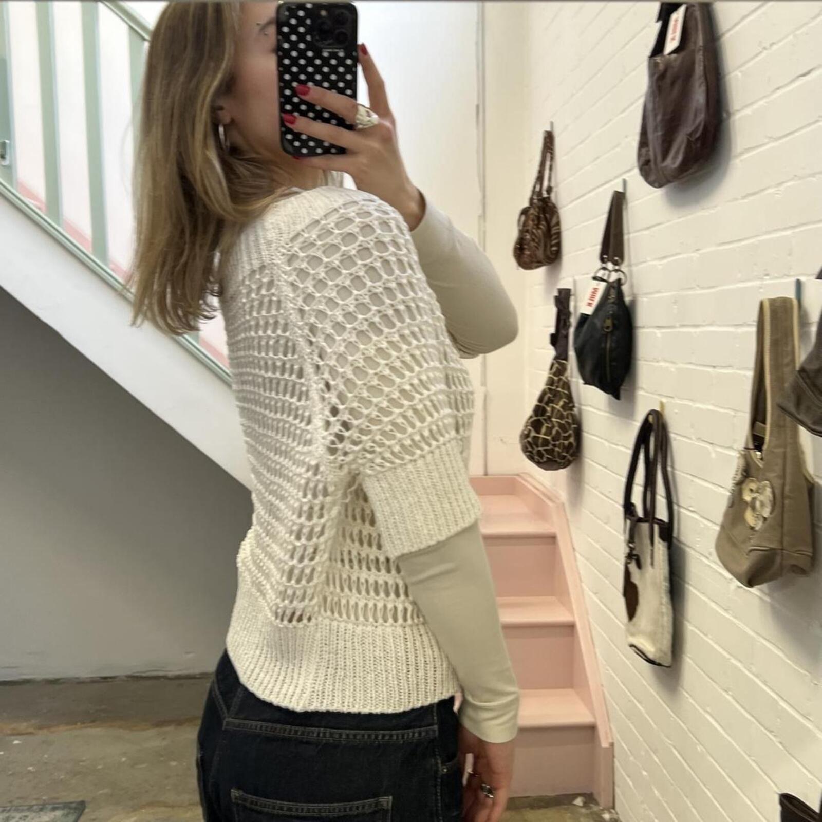 White crochet chunky knit swing cardigan
