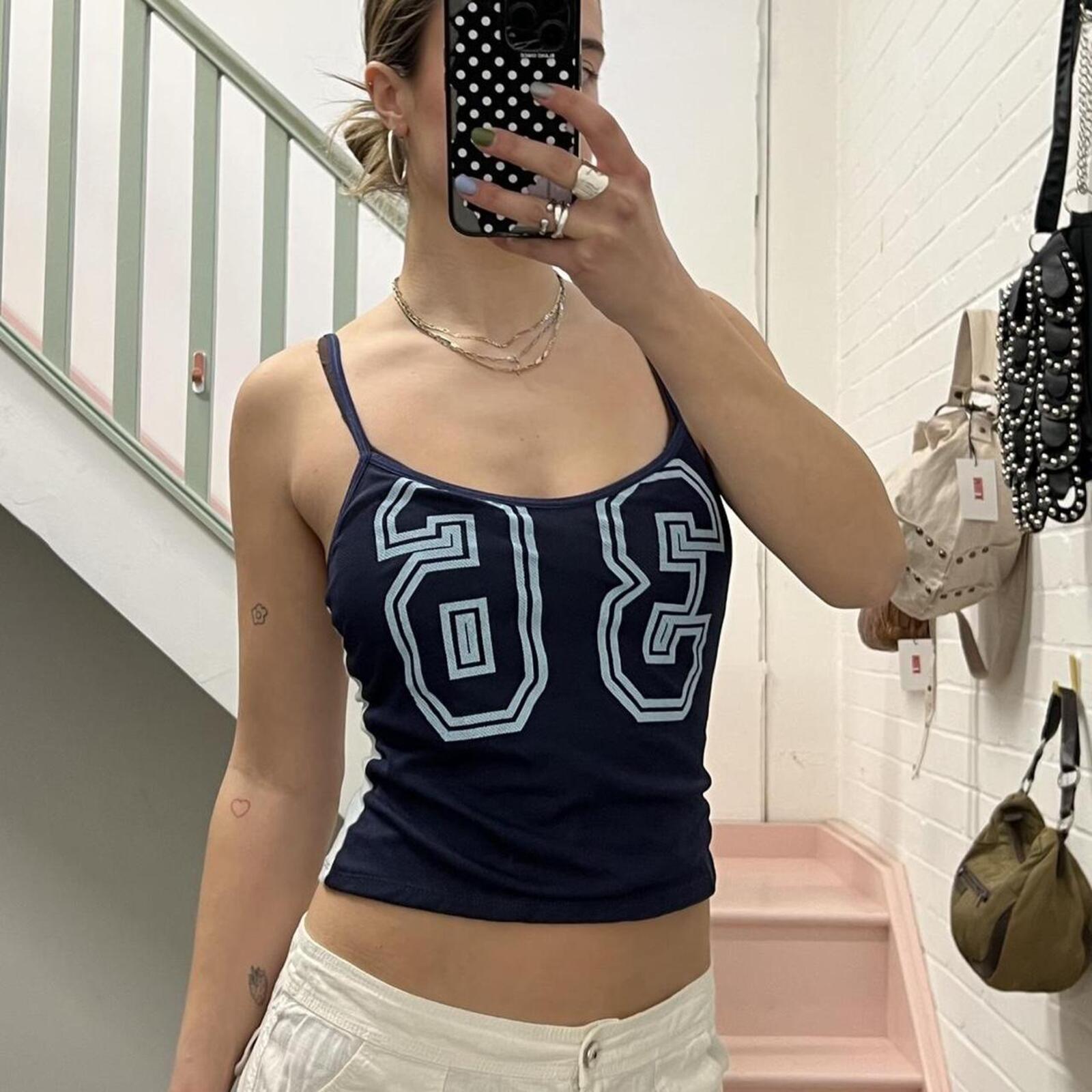 Navy and blue sporty vintage number vest