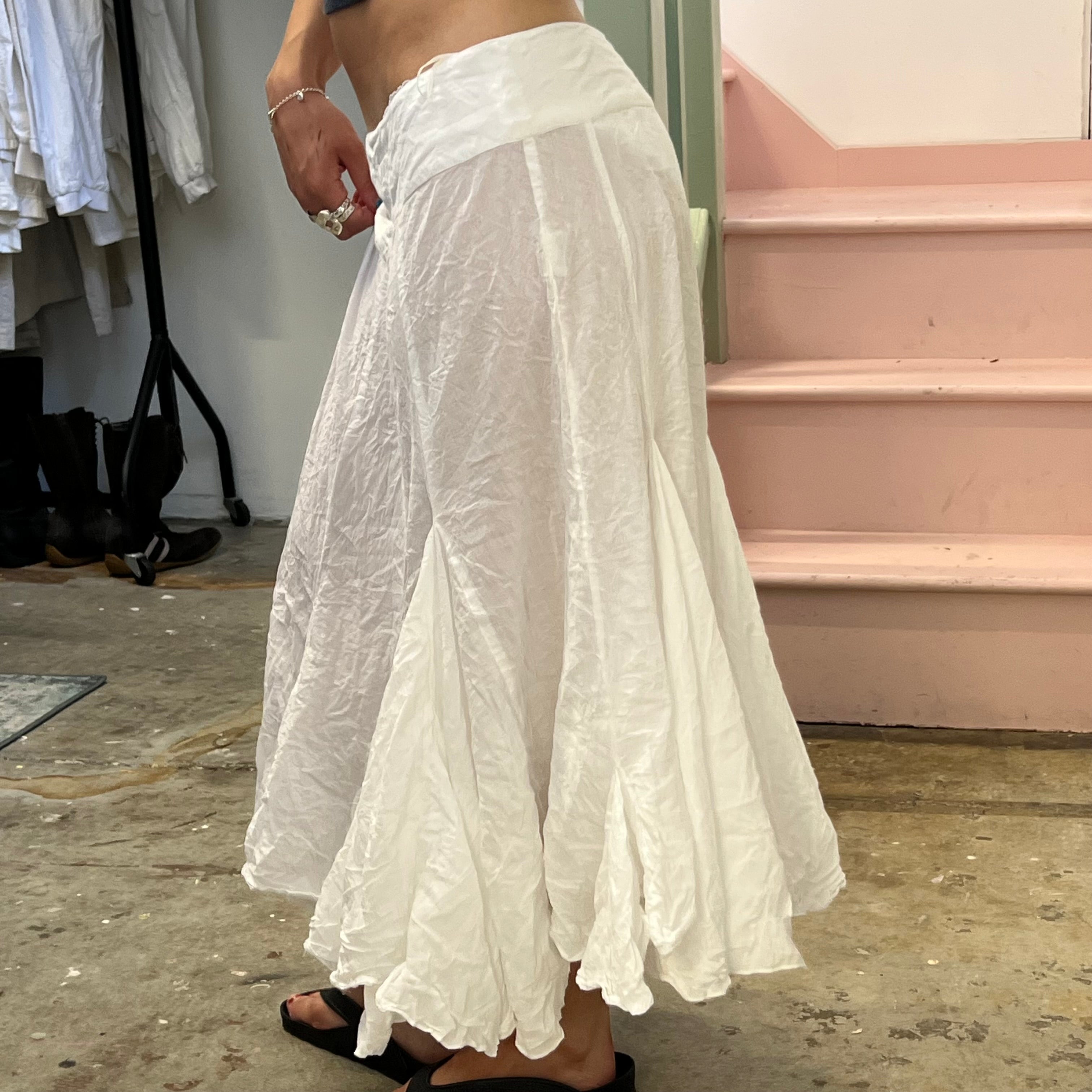 White sheer floaty pleated maxi skirt