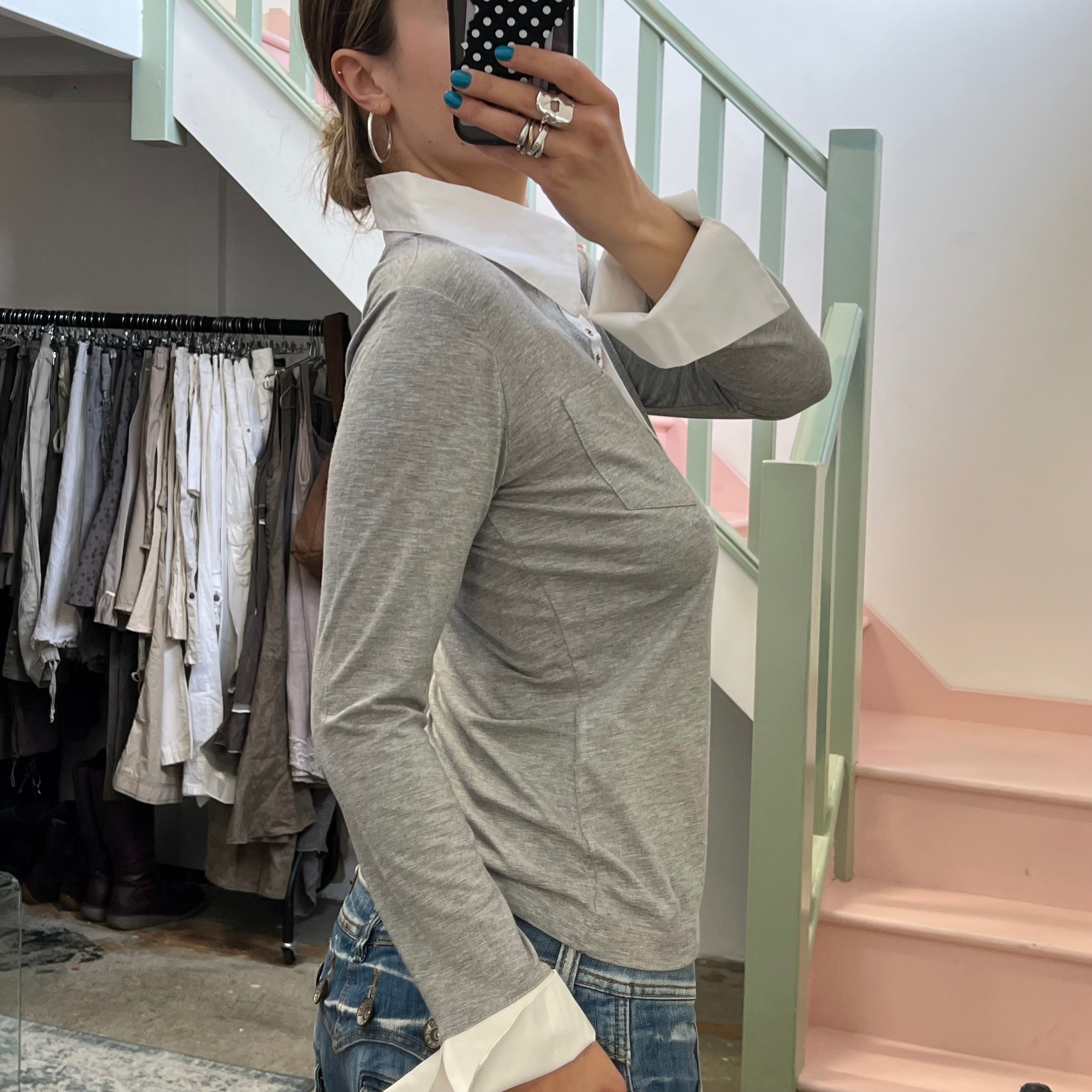 Grey fitted polo shirt