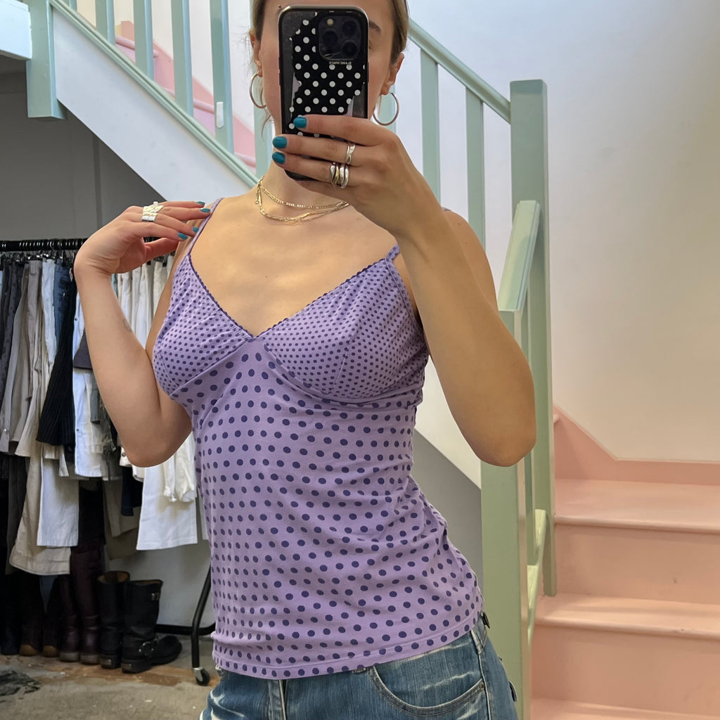 Lilac polka dot vest