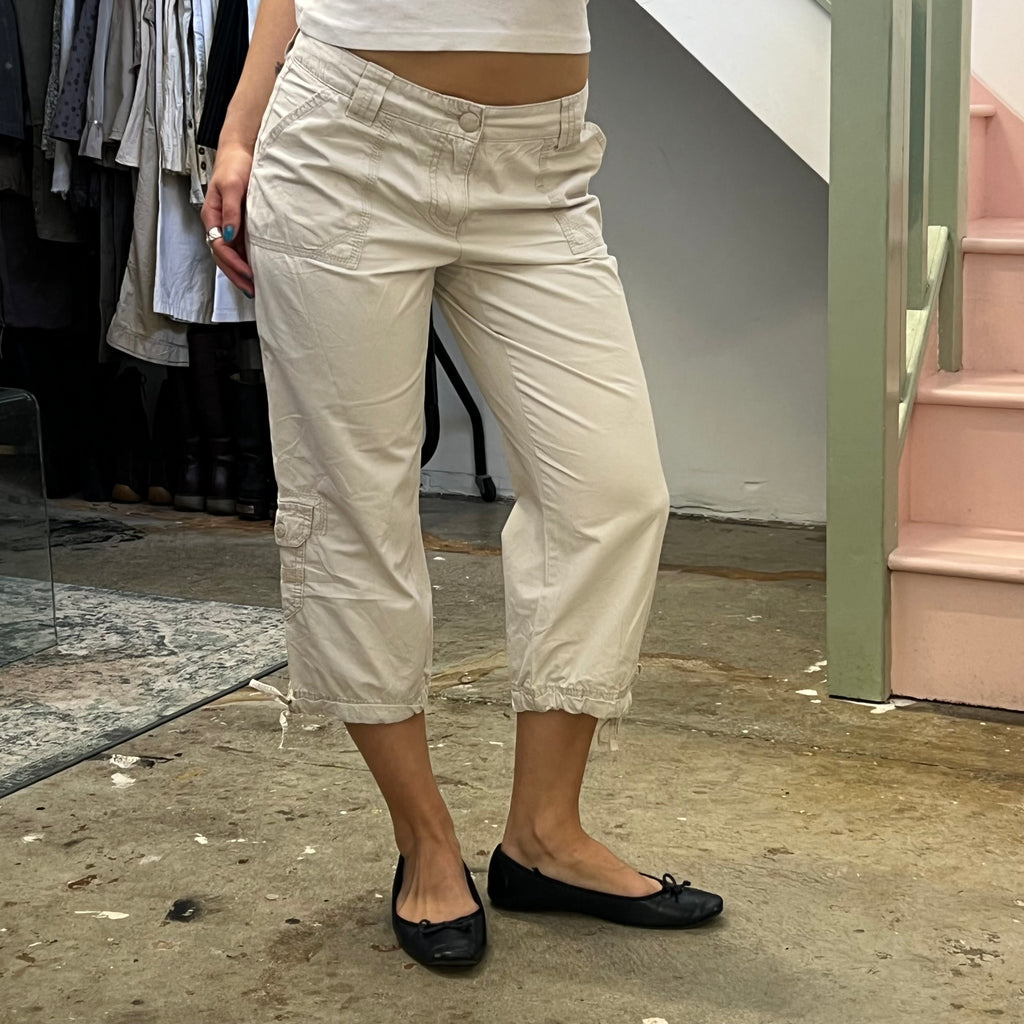 Street One cream wide leg cargos