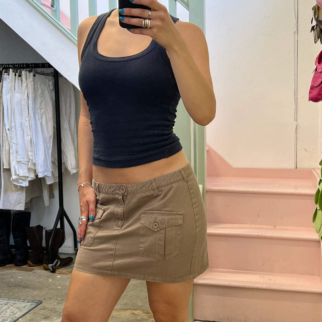 Brown cargo mini skirt