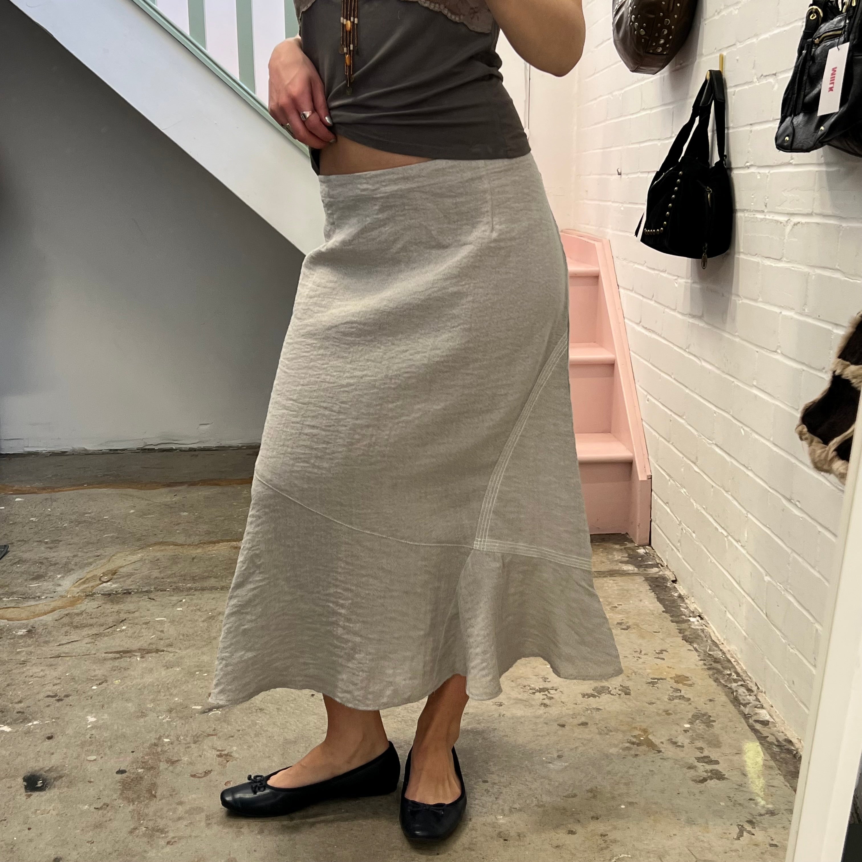Cream floaty flared vintage maxi skirt