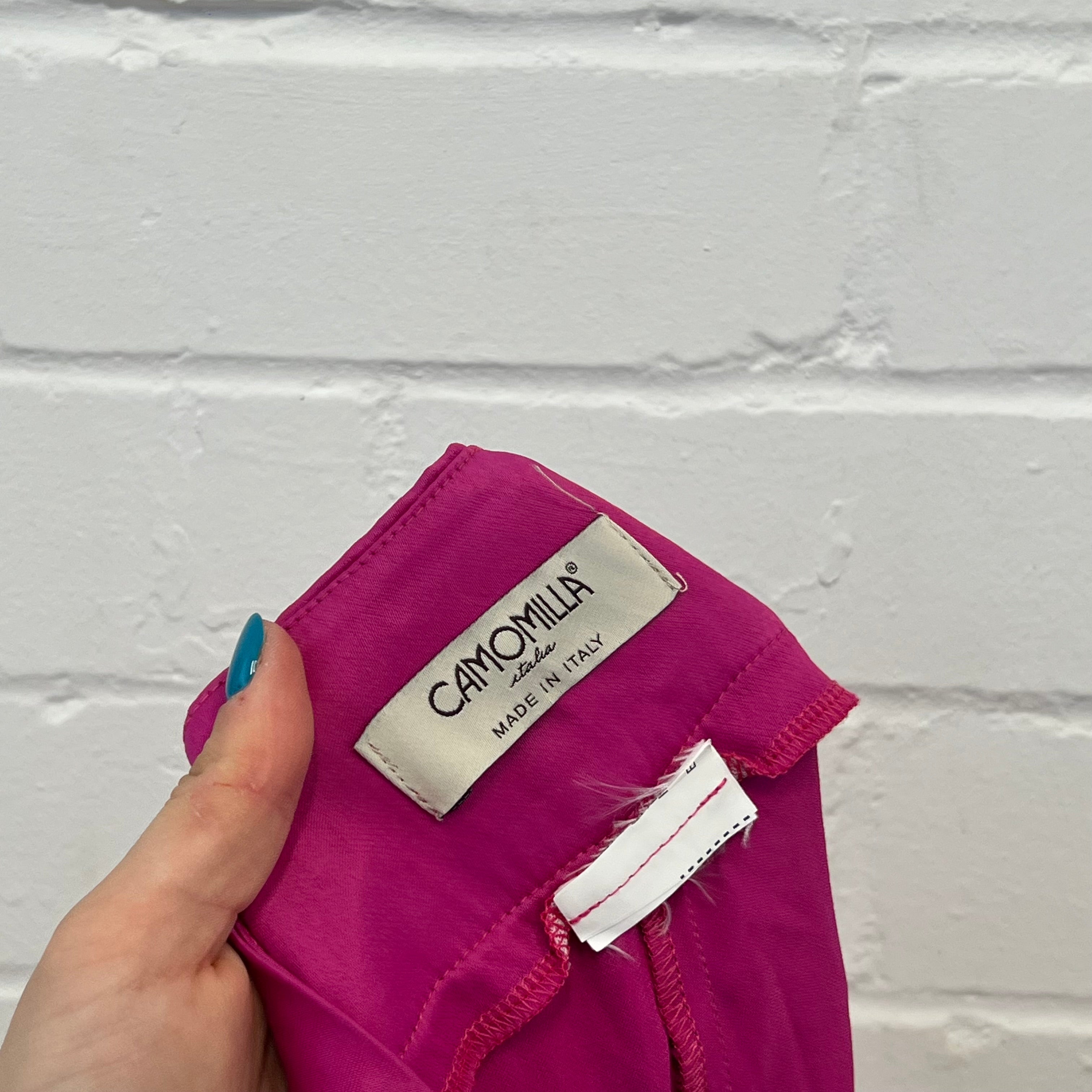 Dark pink satin wide leg tailored capris