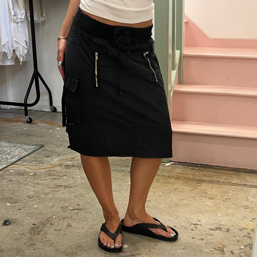 Black midi cargo skirt