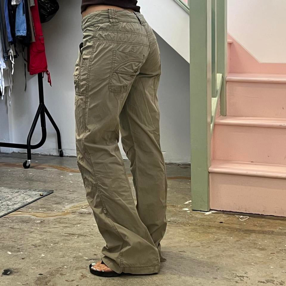 Mexx khaki wide leg cargo trousers