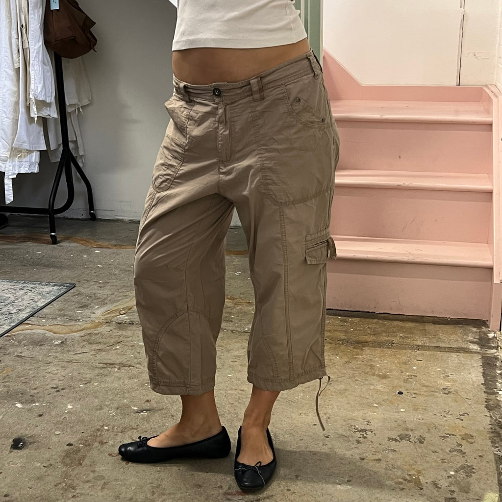 Cream baggy cargo capris
