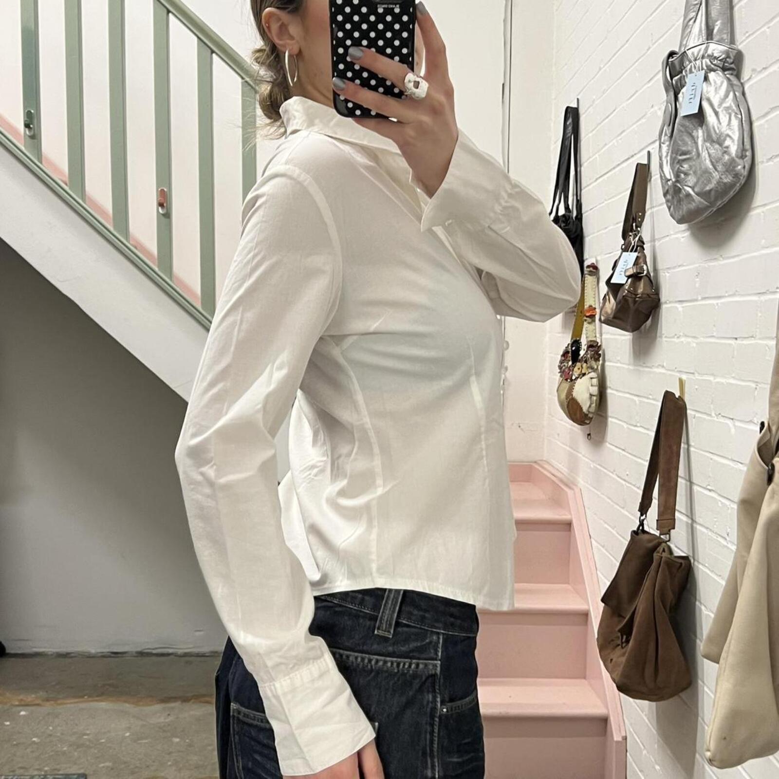 white cotton vintage button up shirt