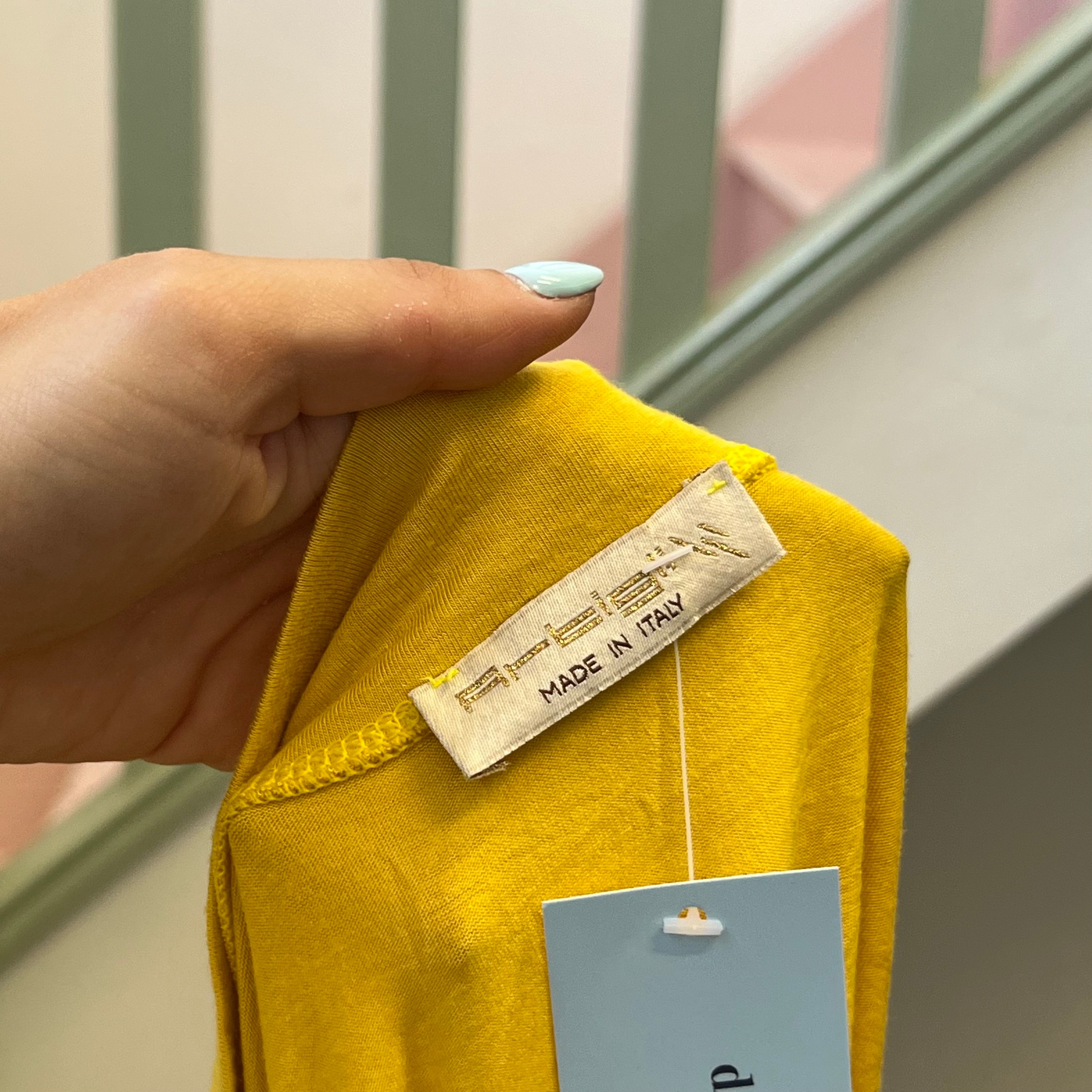 Yellow fitted off shoulder top