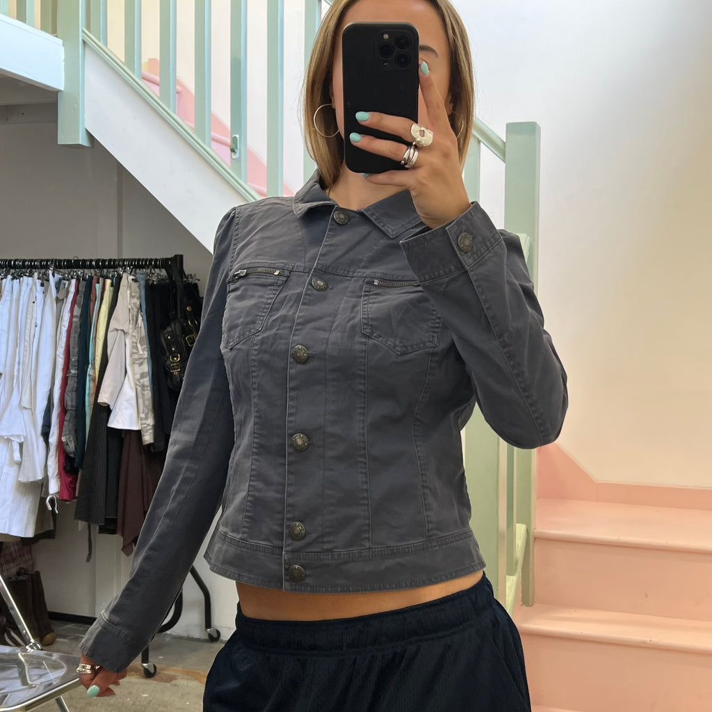 Grey Esprit button up fitted jacket