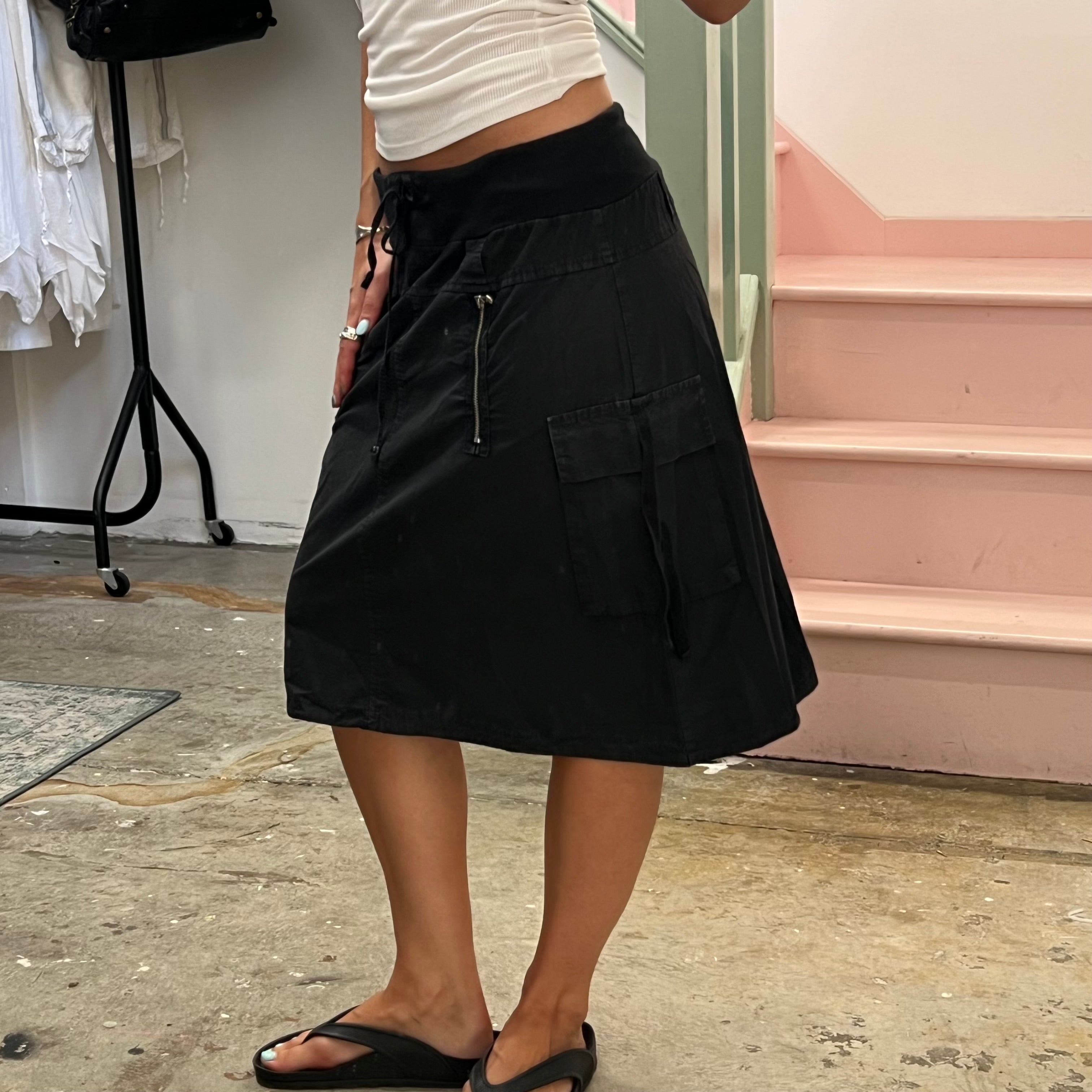 Black midi cargo skirt