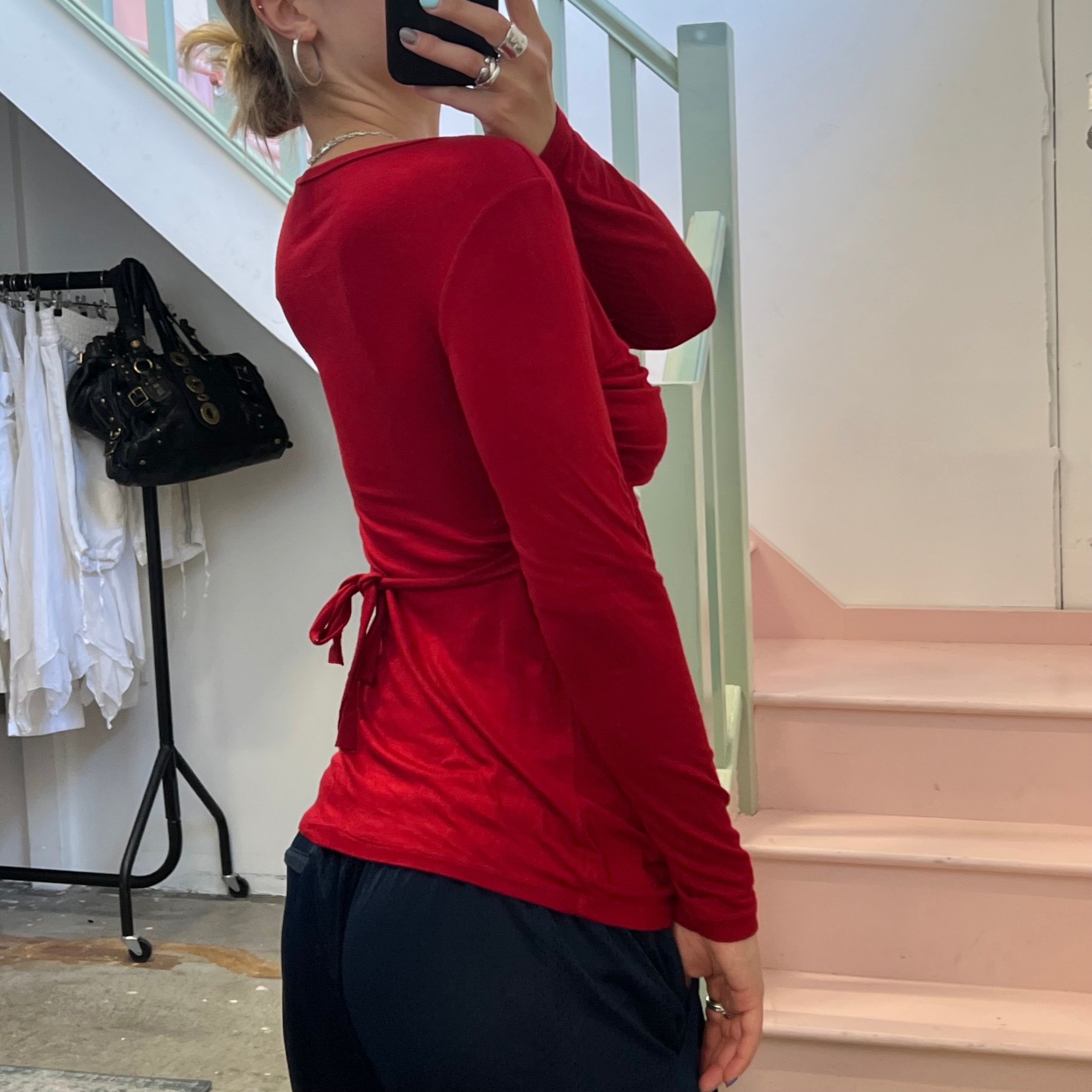 Burgundy v neck blouse