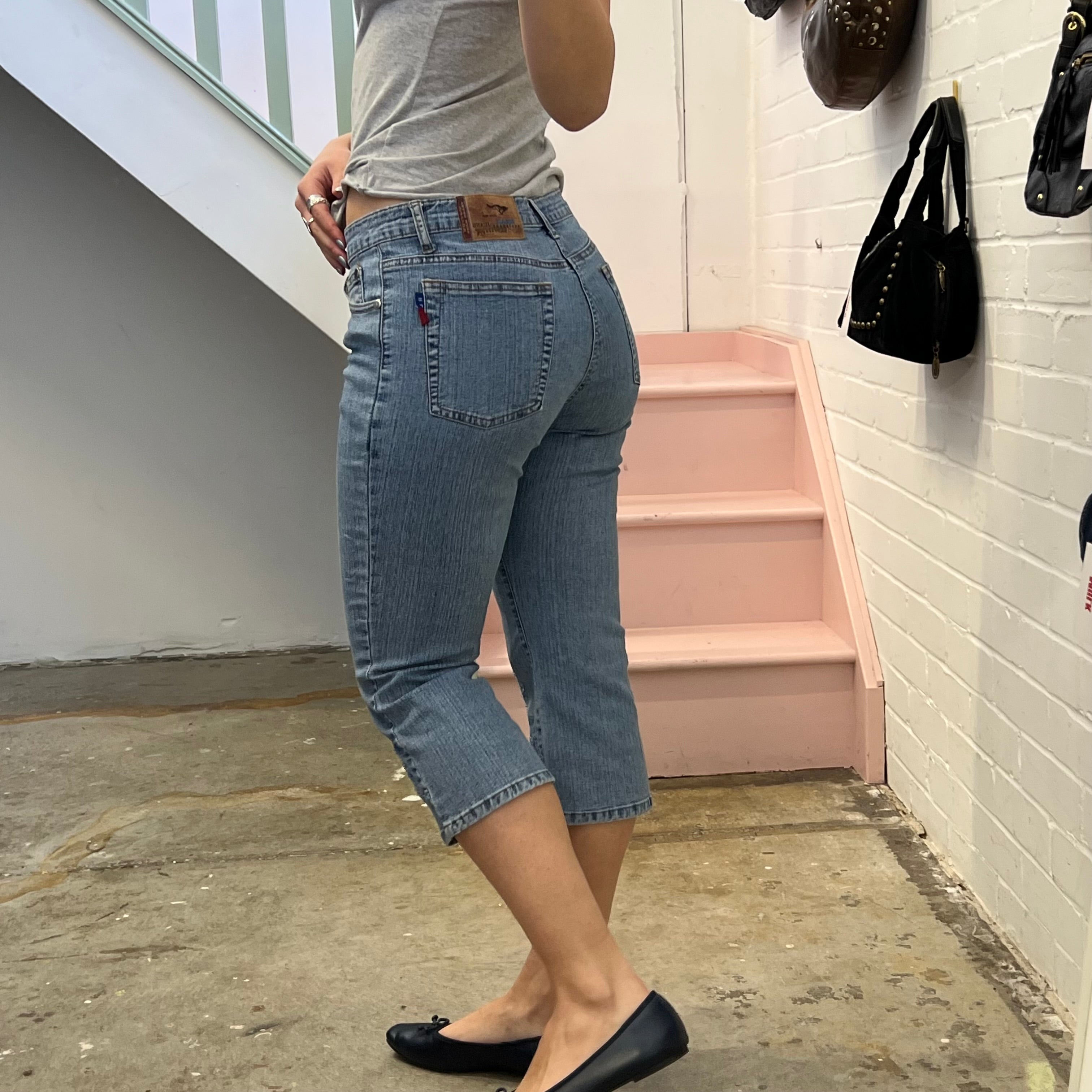 Embroidered denim capris