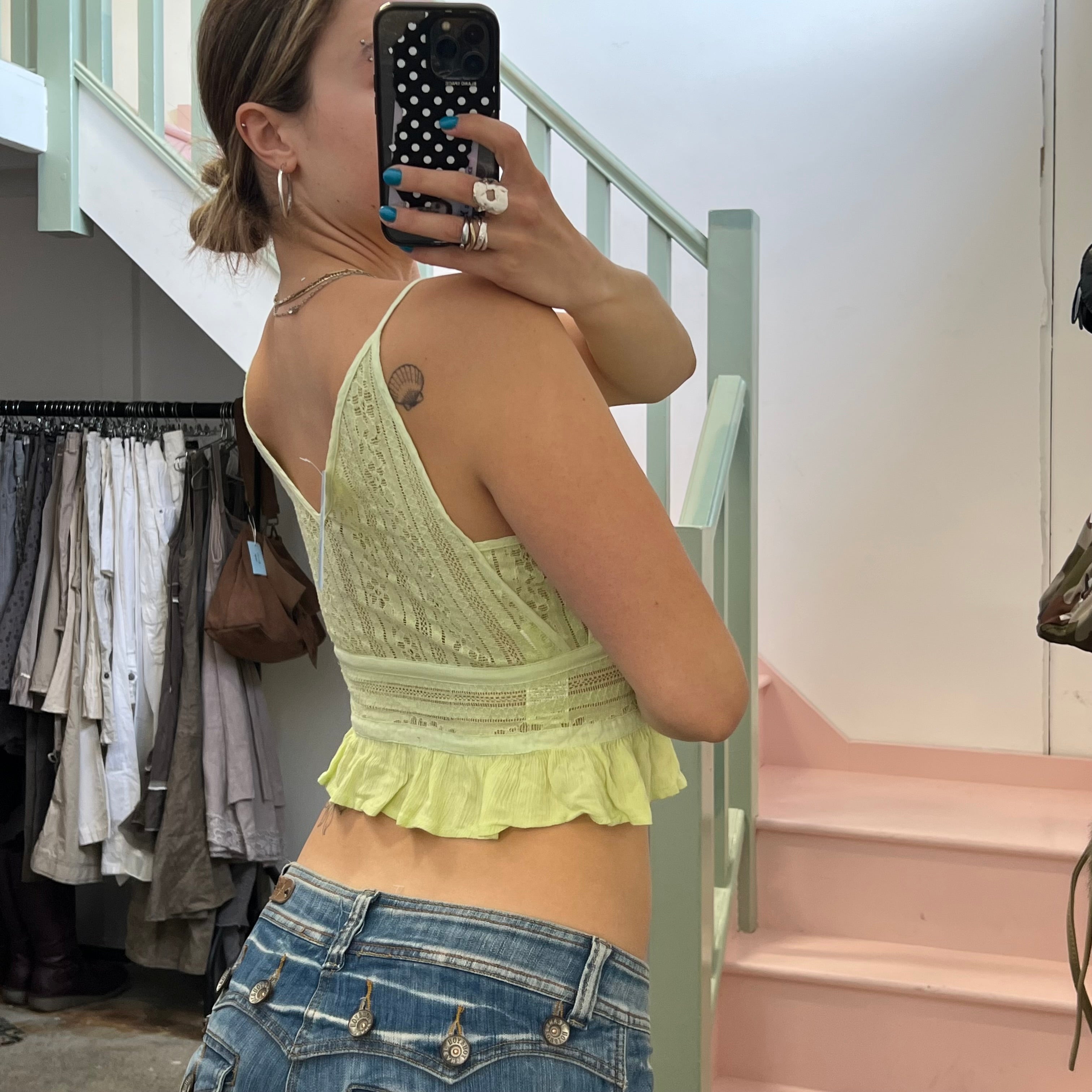 Pastel green lace cami