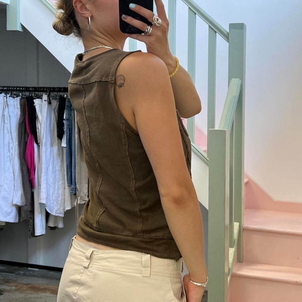 Brown utility style vest