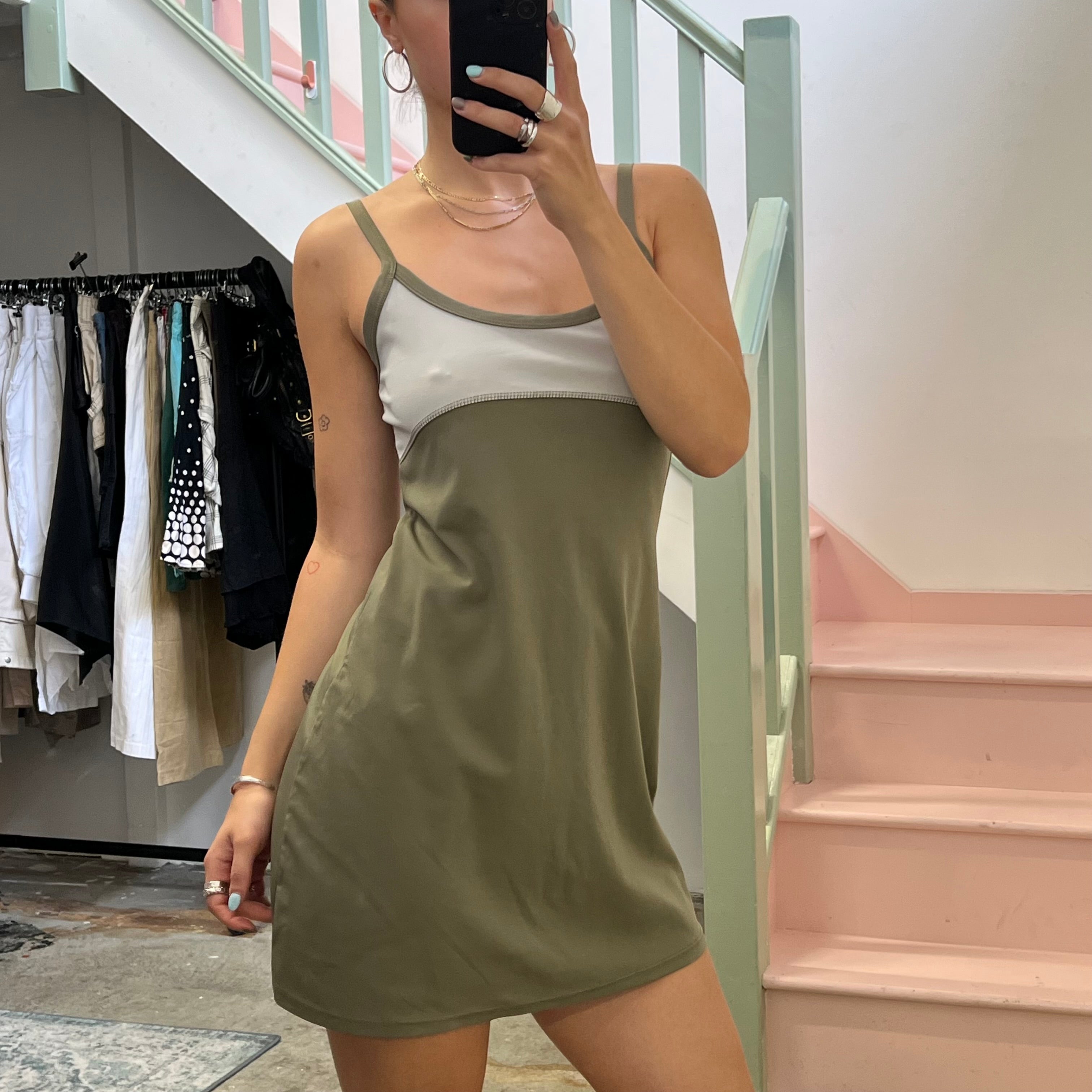 Khaki sporty mini dress