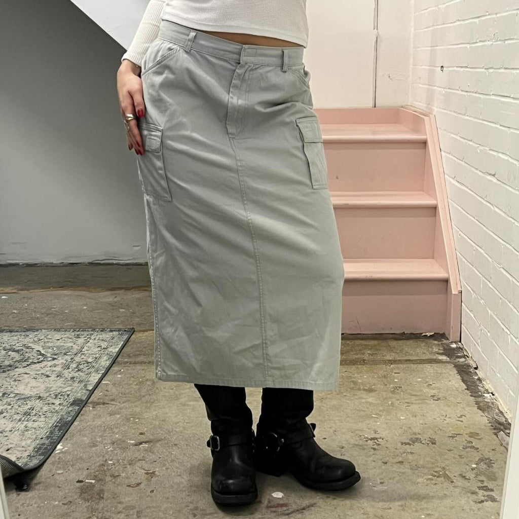 Oops grey vintage cargo maxi skirt