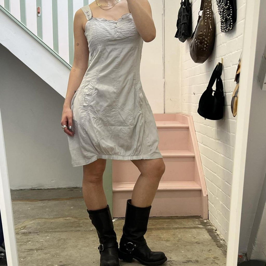 Grey utility style vintage bubble mini dress