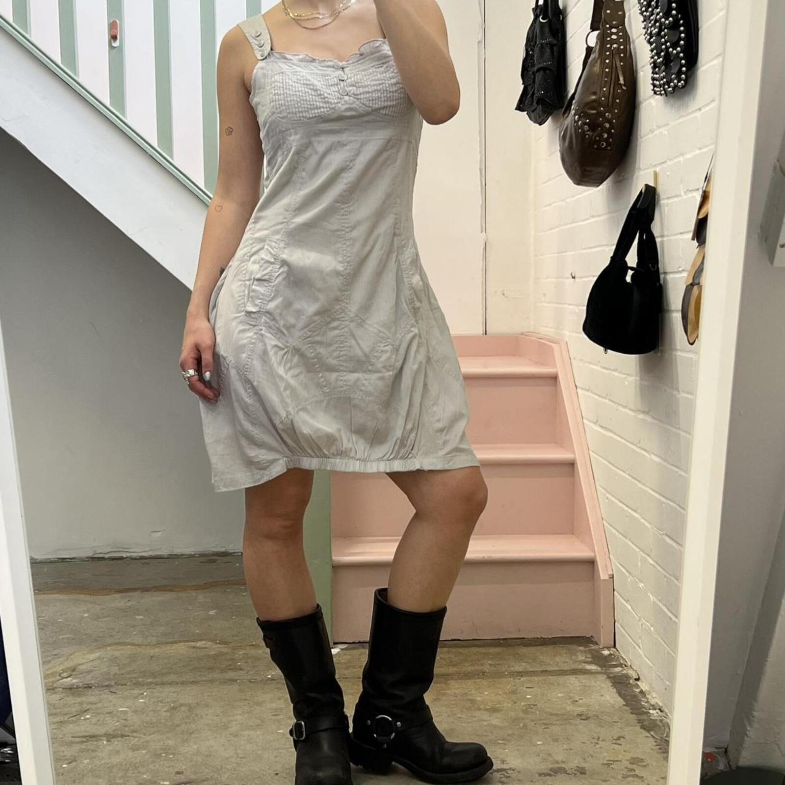 Grey utility style vintage bubble mini dress