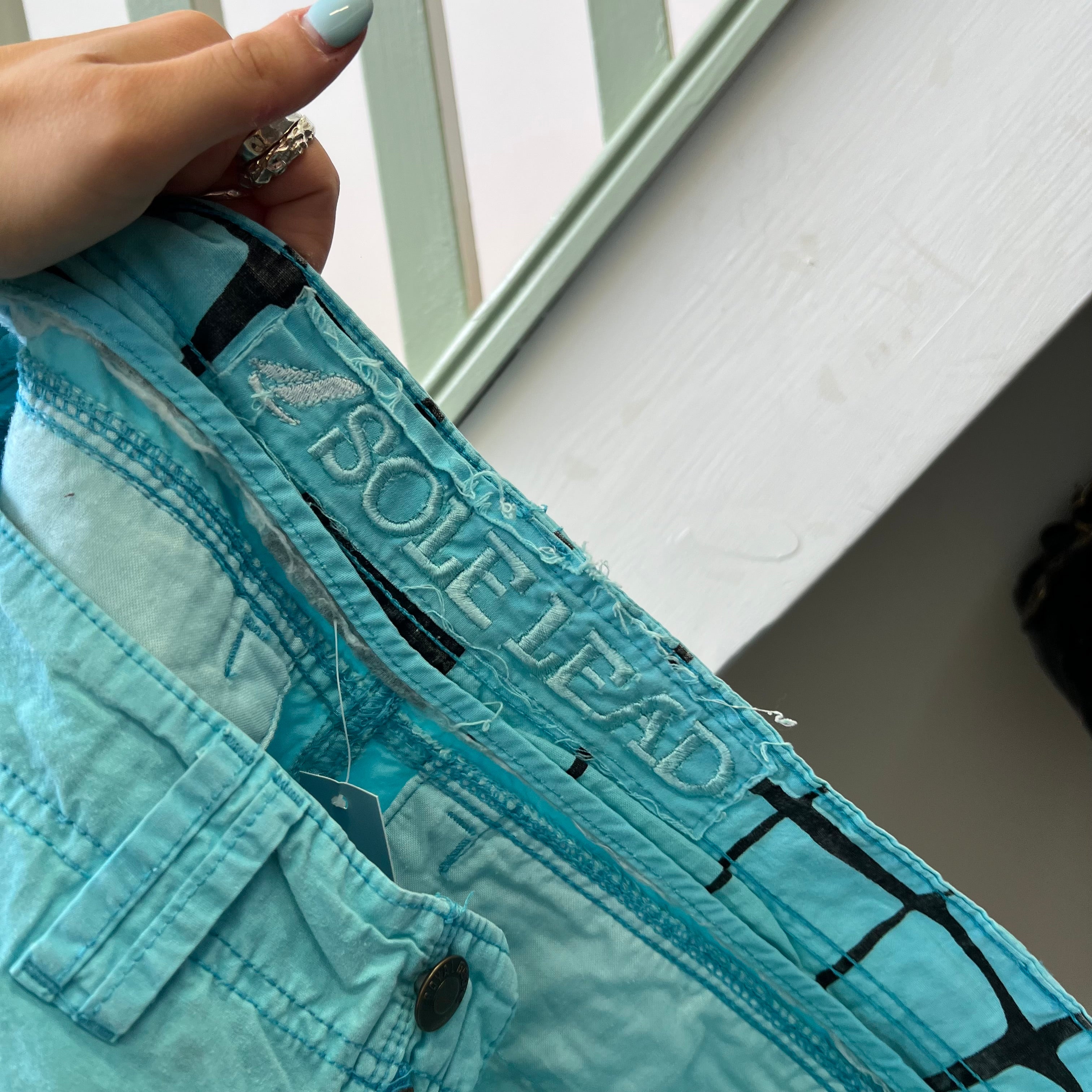 Blue baggy cargo shorts