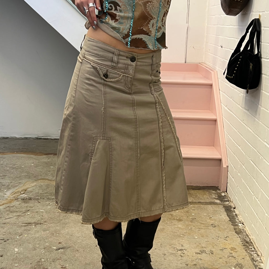 Mexx cream tailored pleated midi skirt