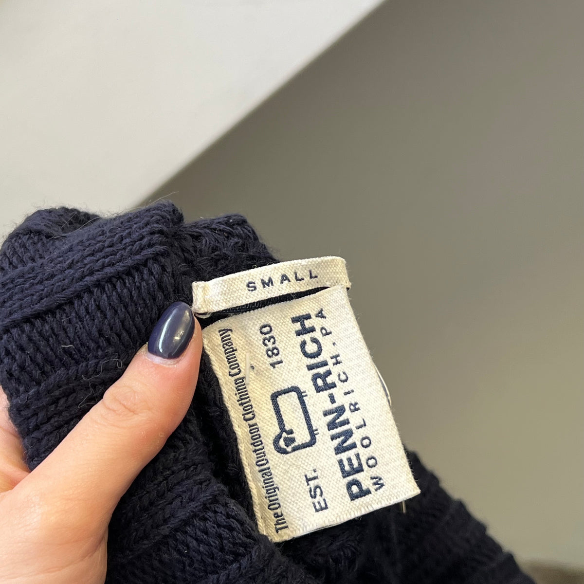 Navy chunky knit batwing roll neck sweater
