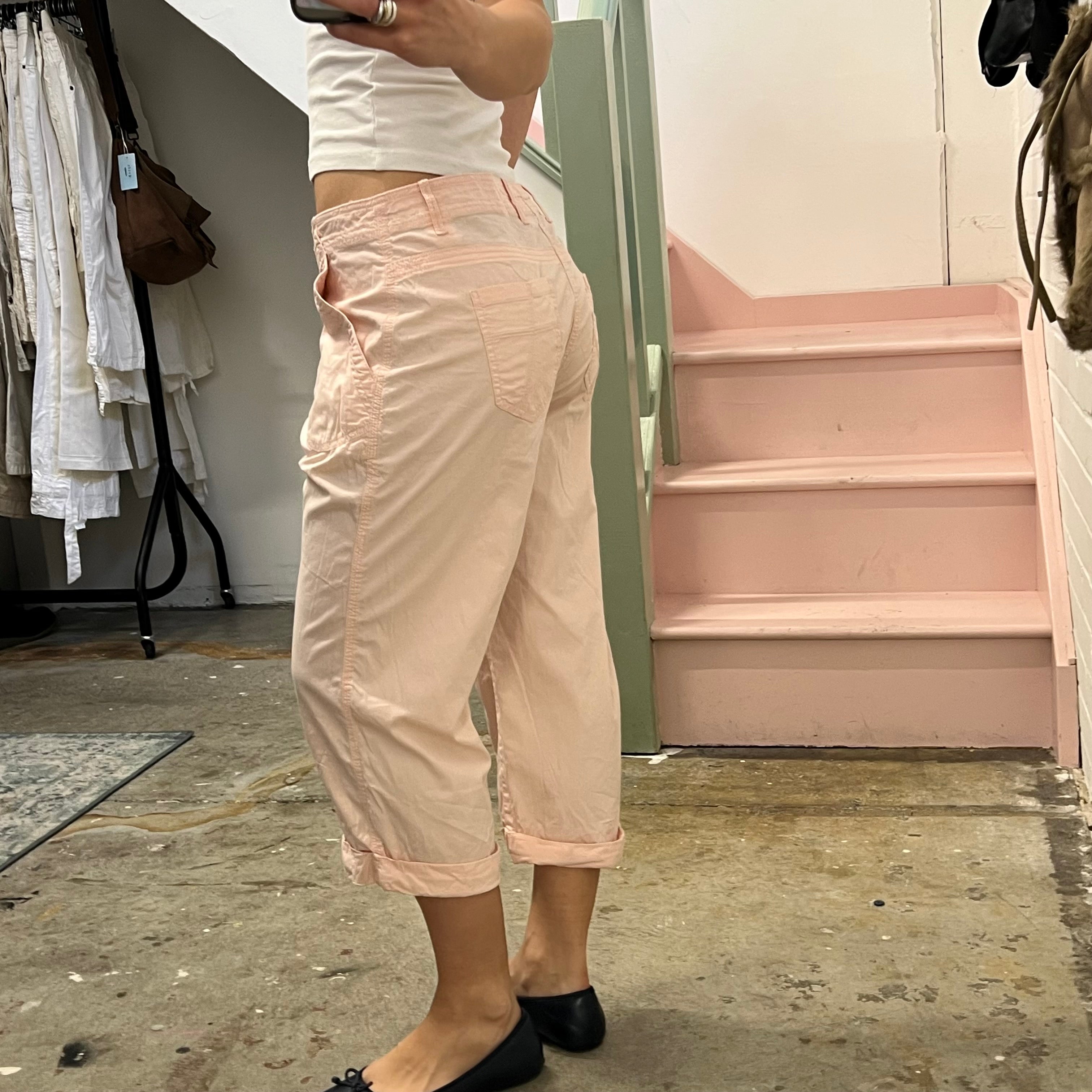 Baby pink cargo capris