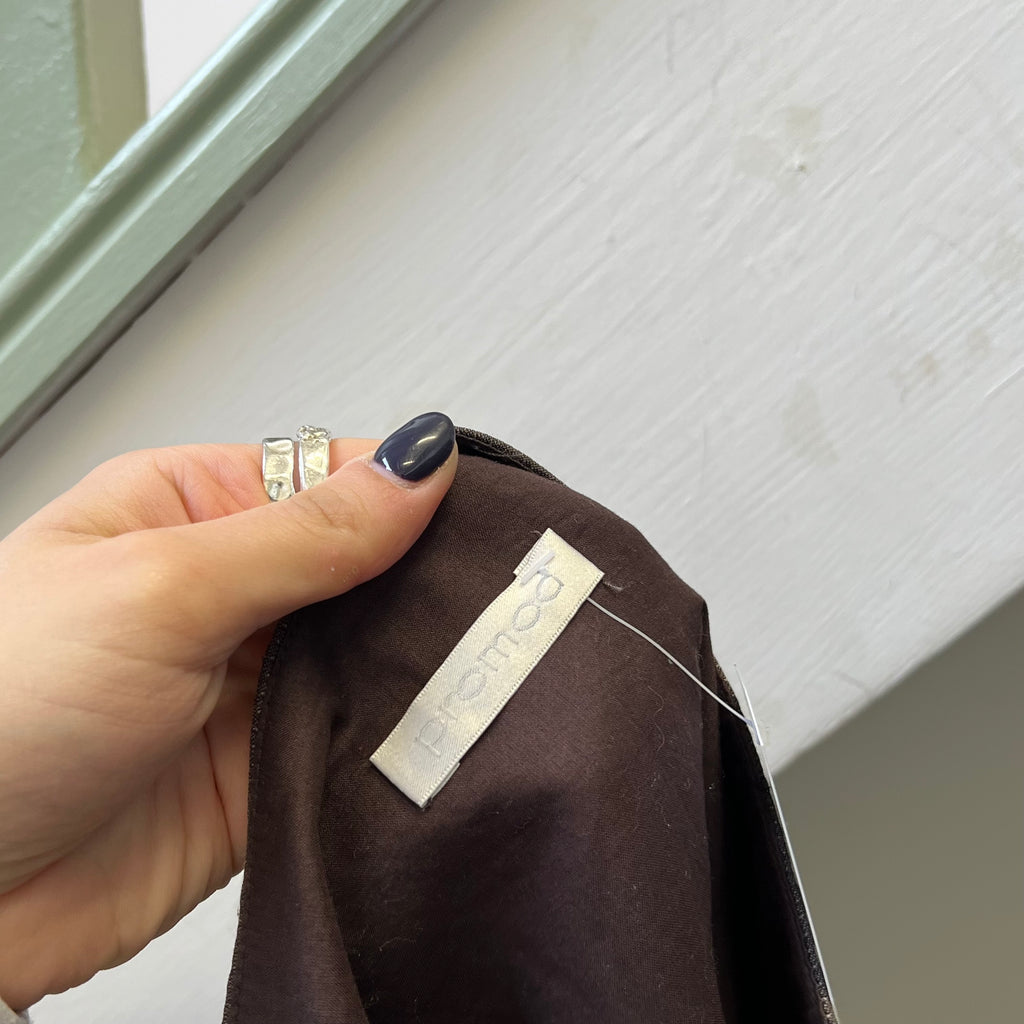 Promod brown crinkle midi skirt