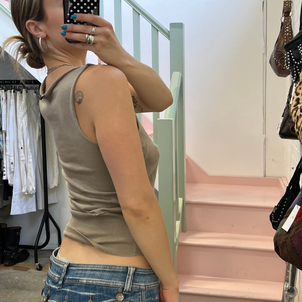 Cream slouchy lightweight knit vest