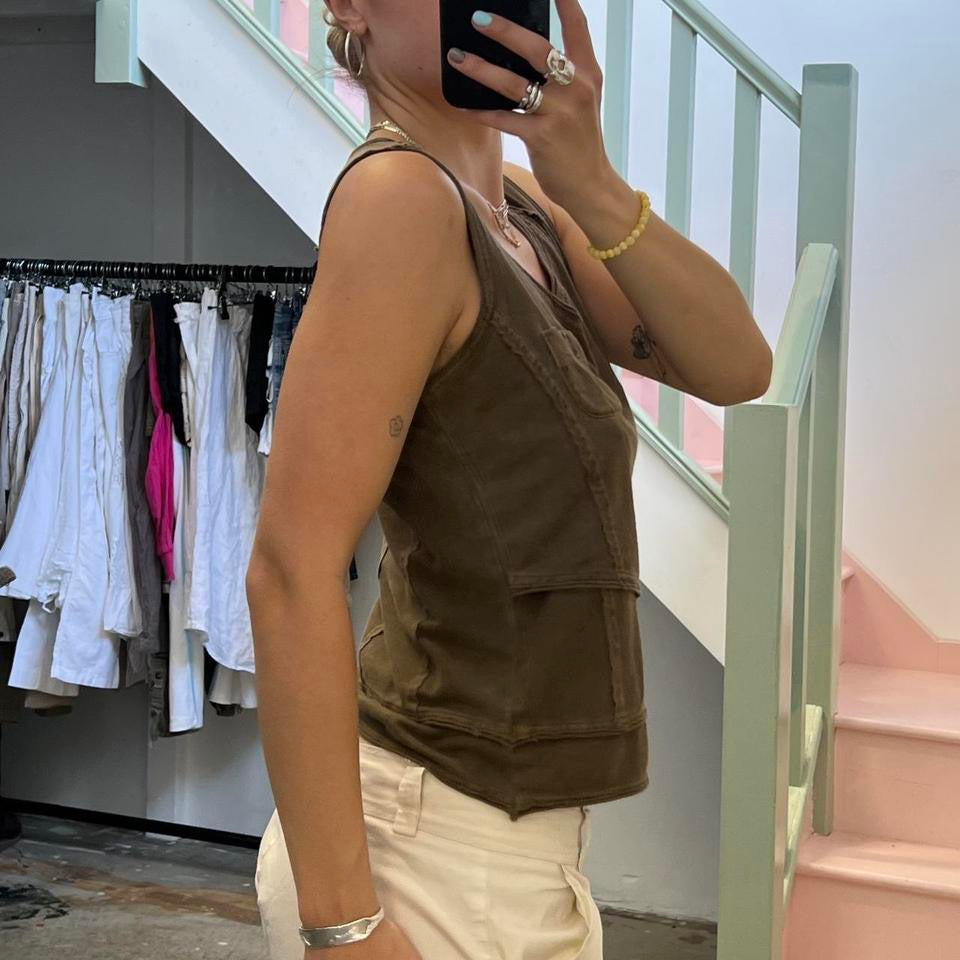 Brown utility style vest