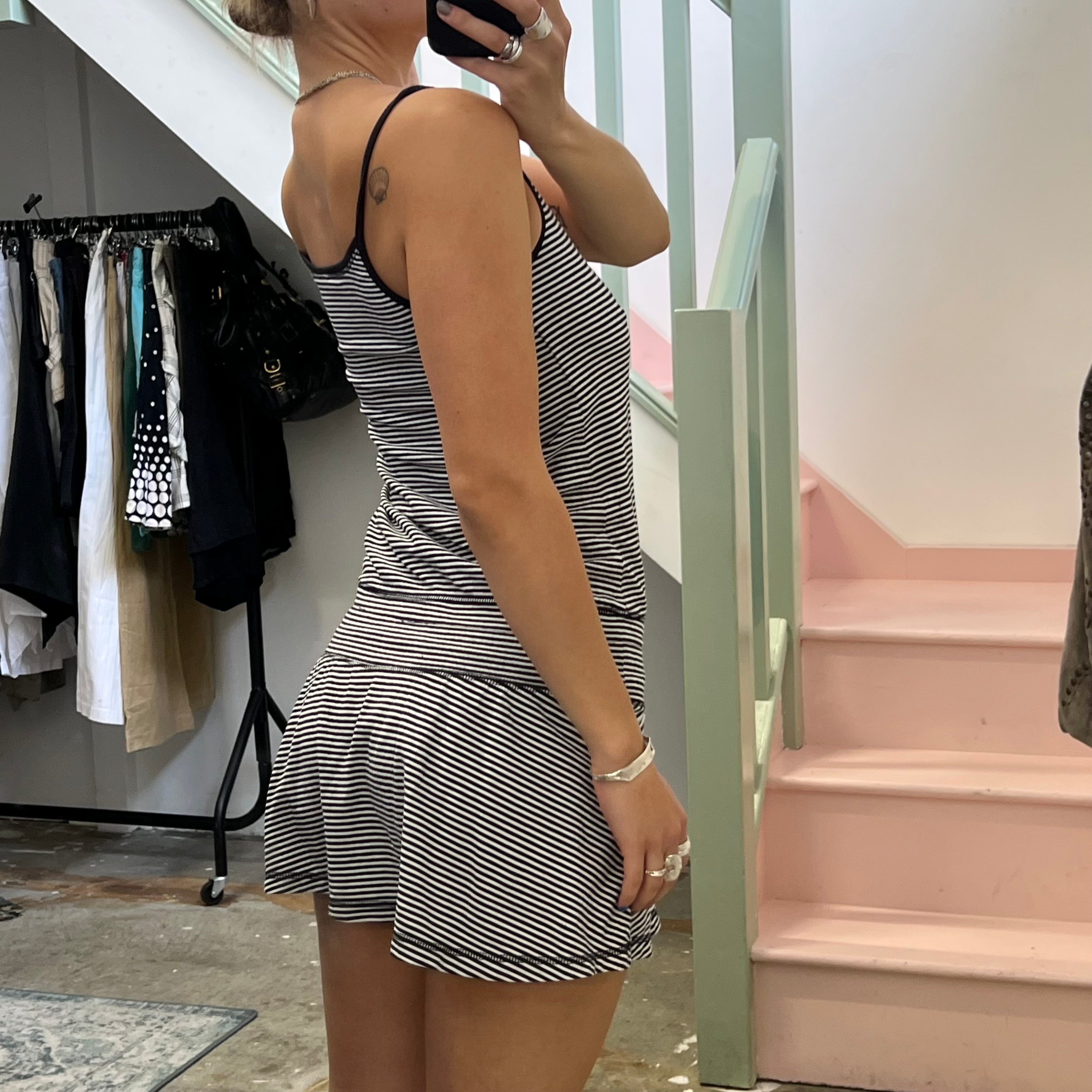 Stripe drop waist mini dress