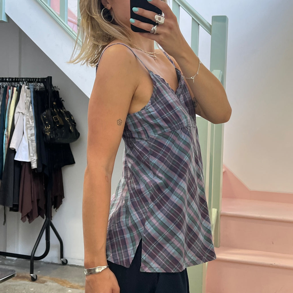 Blue and purple checkered vest