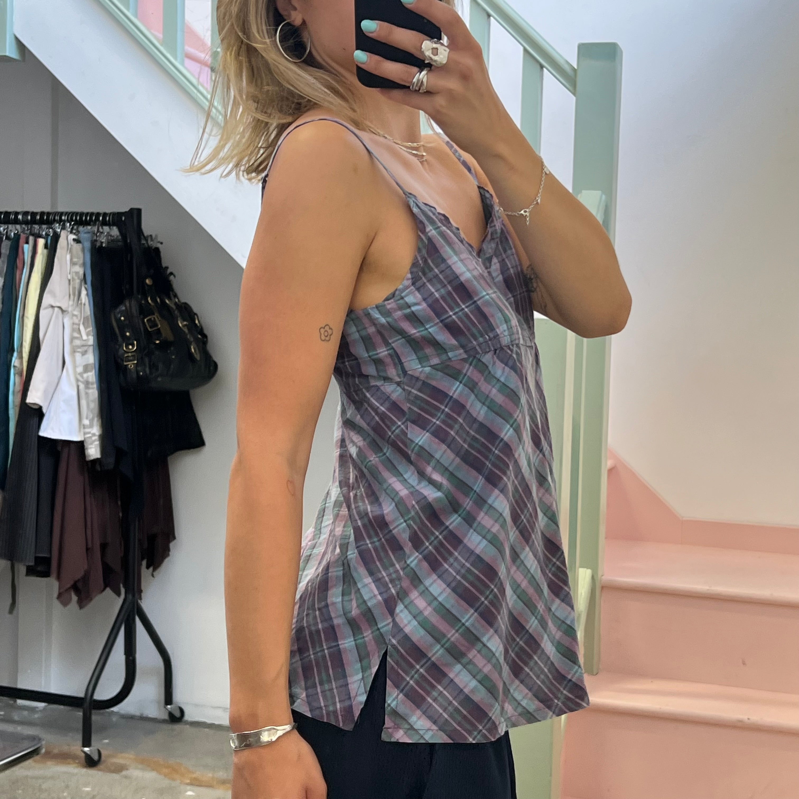 Blue and purple checkered vest
