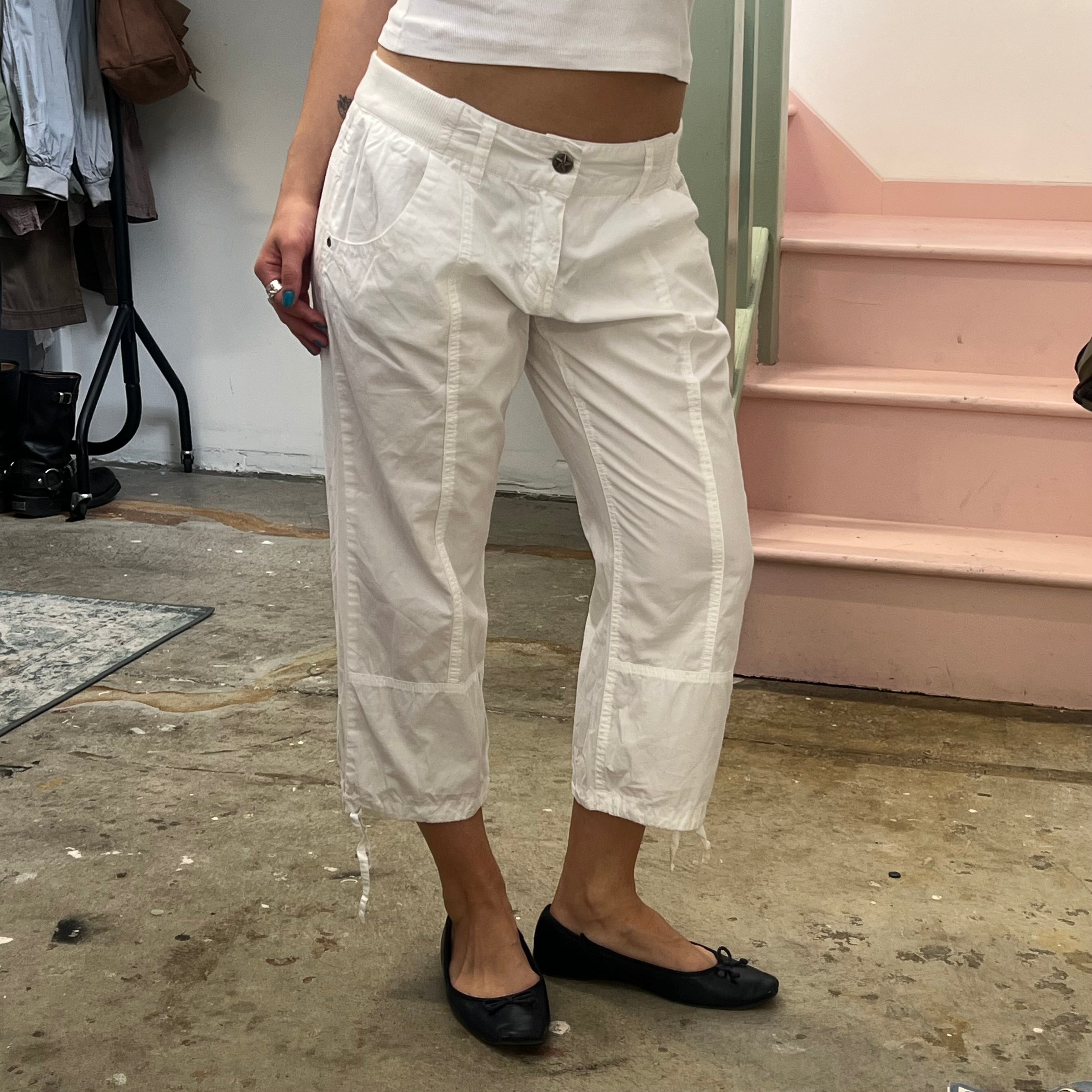 White sporty capris