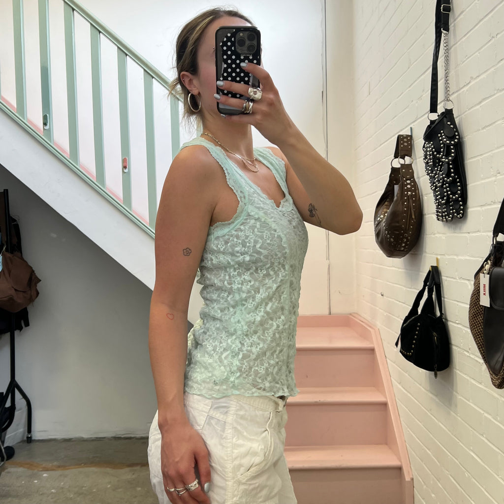 Baby blue lace vest