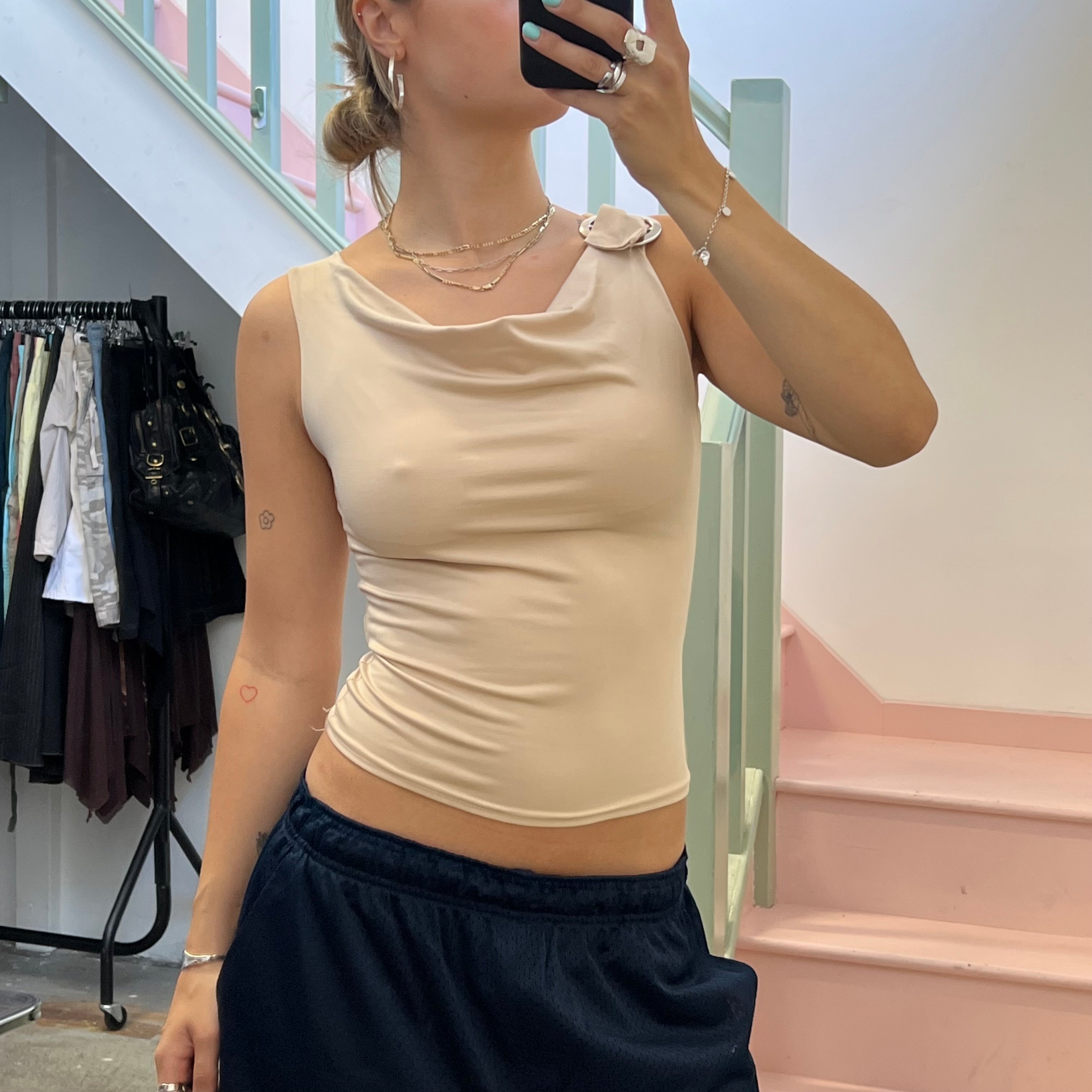 Cream cowl neck vest