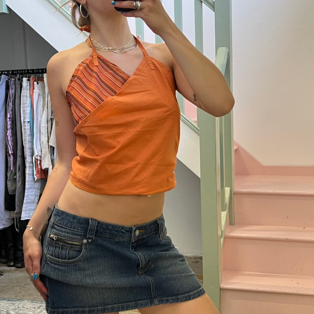 Orange reversible tie up top