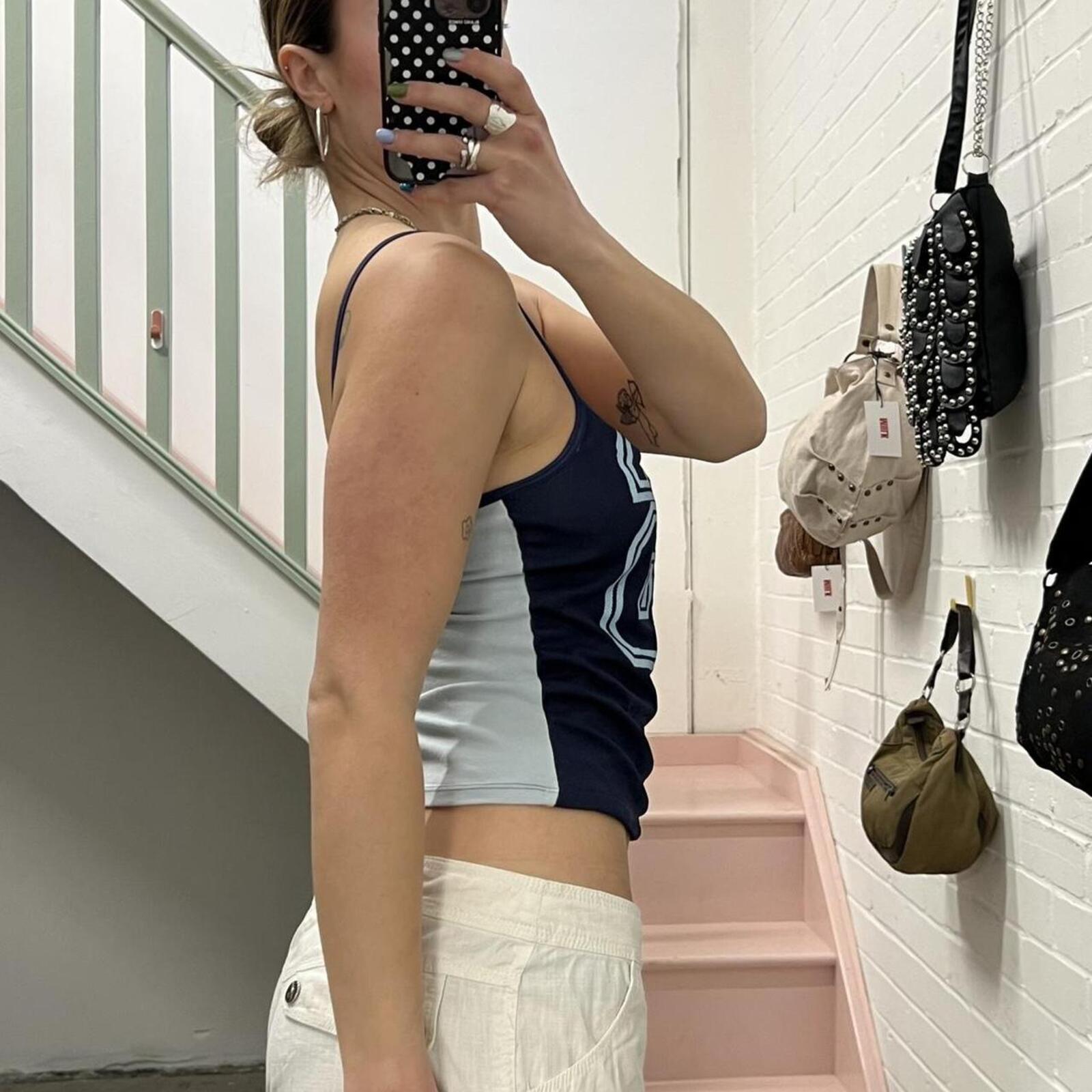 Navy and blue sporty vintage number vest