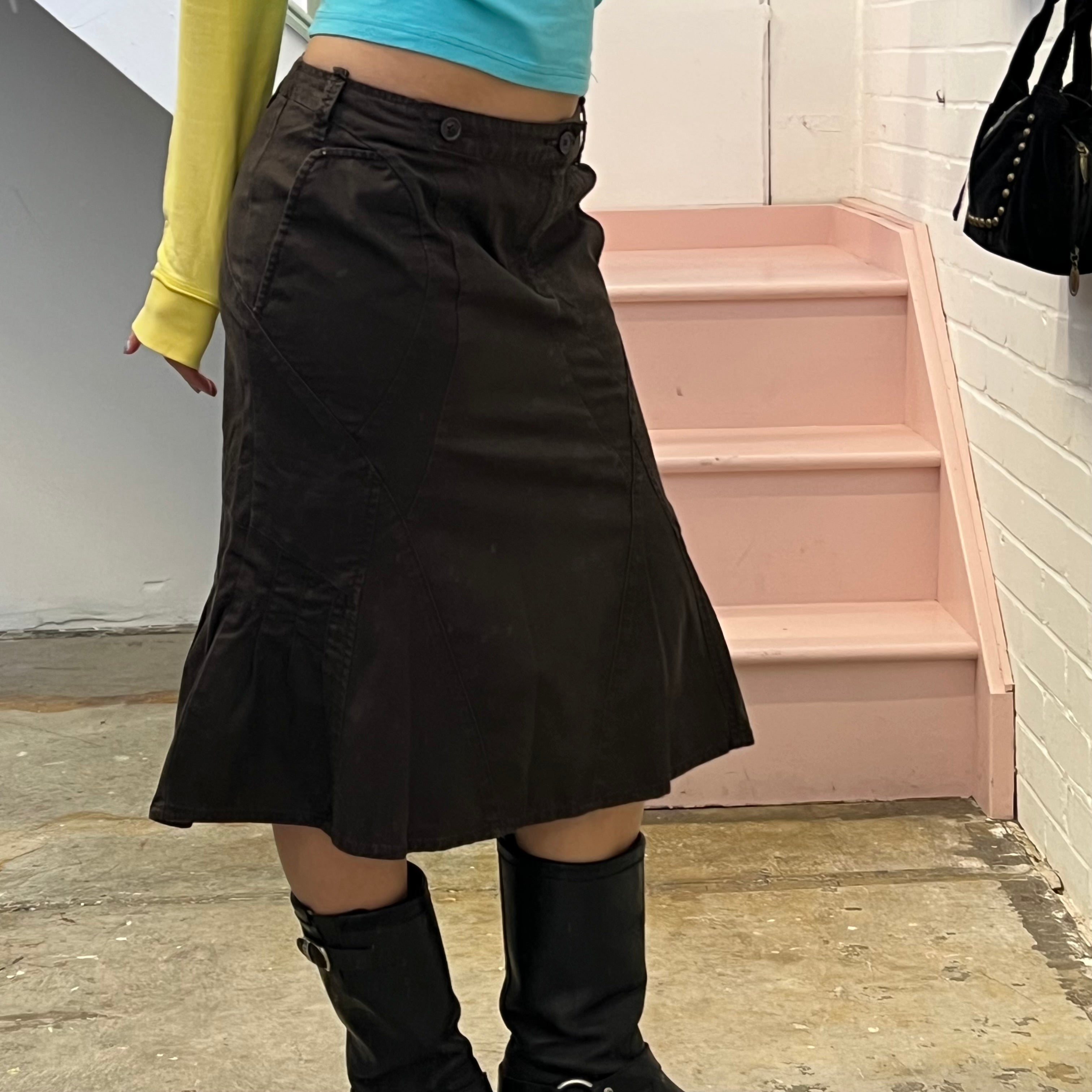 Mexx brown tailored structured midi skirt
