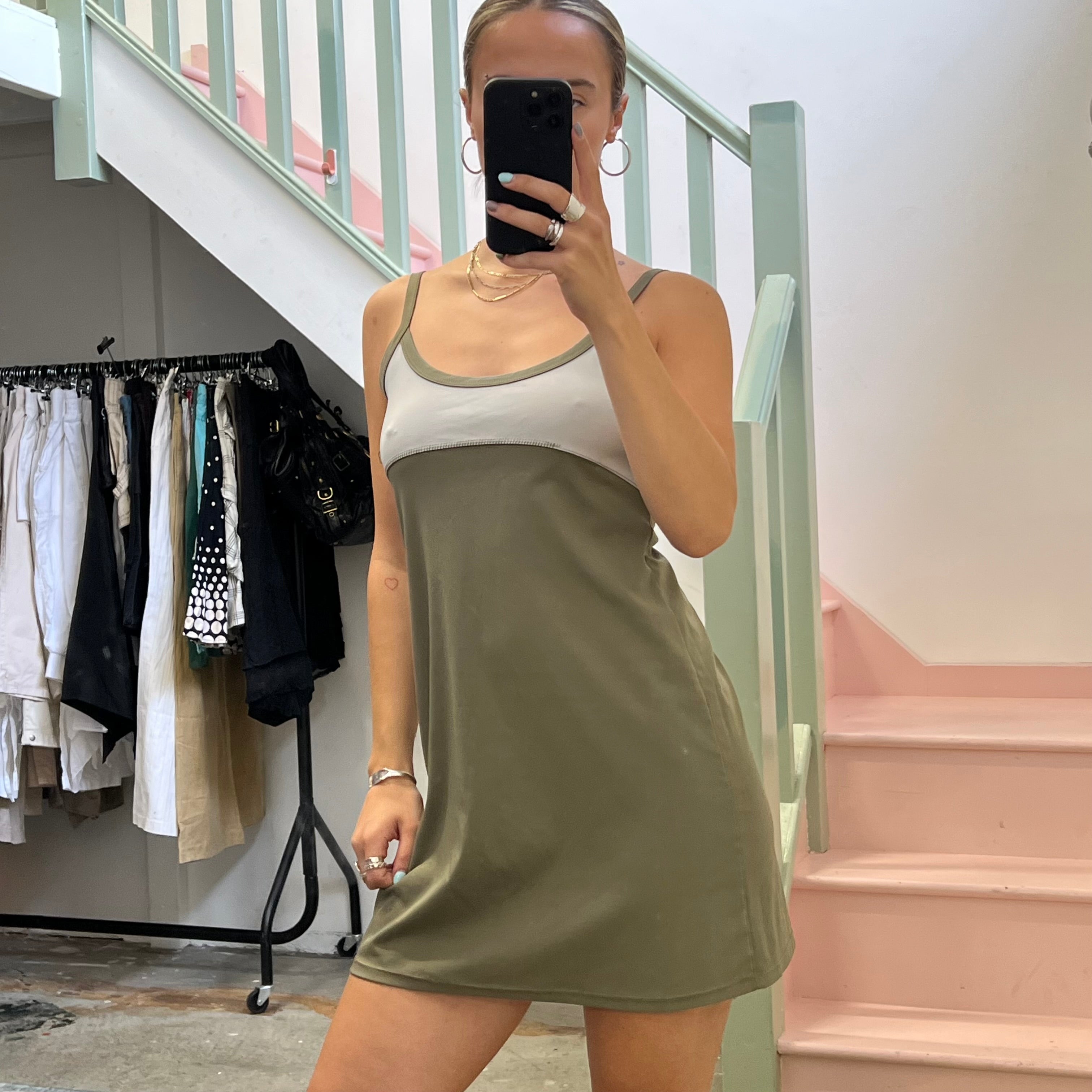 Khaki sporty mini dress