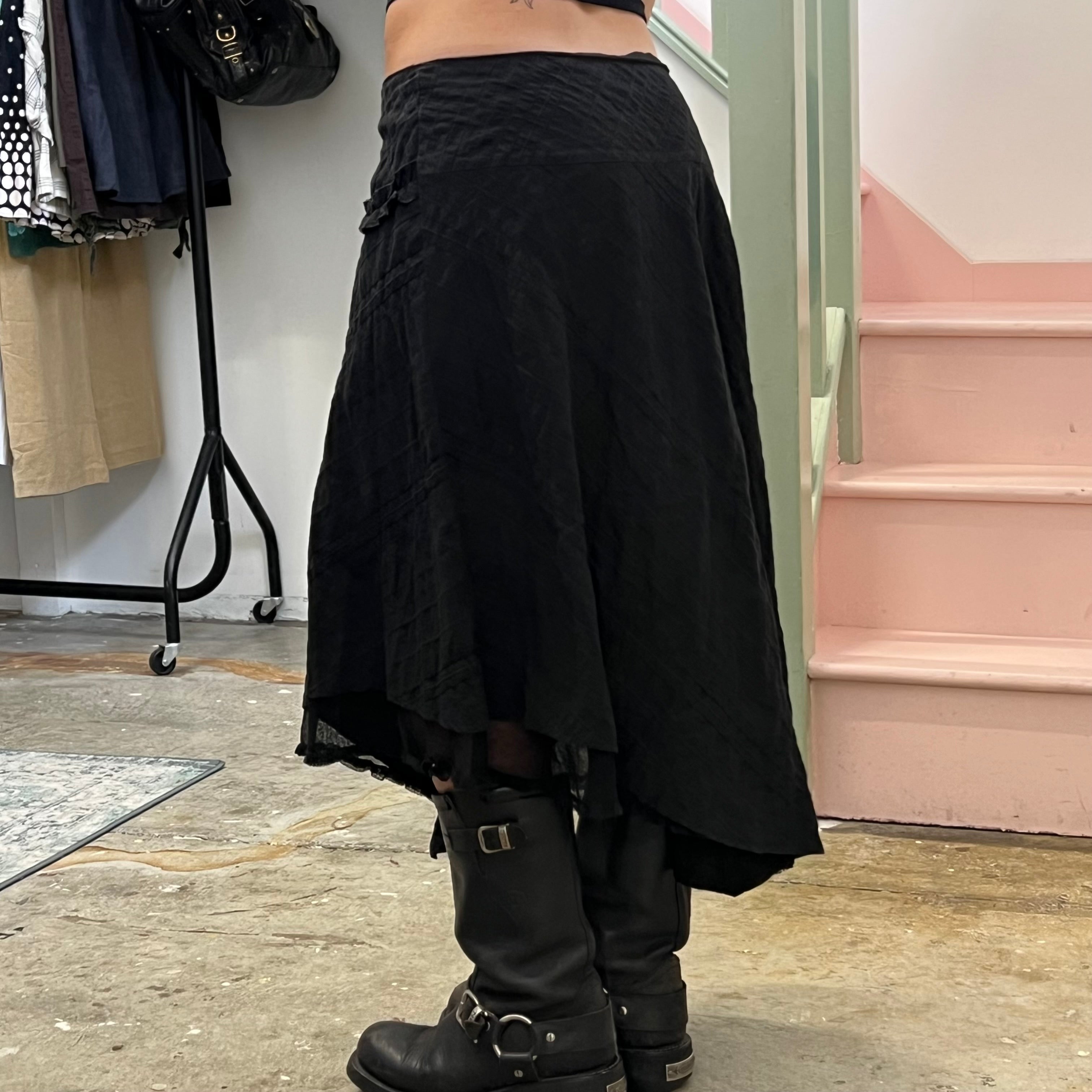 Black striped layered maxi skirt